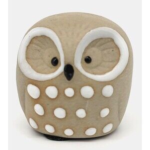 Emson Stoneware Owl Bird Miniature Figurine Clay Painted Glazed Collectible